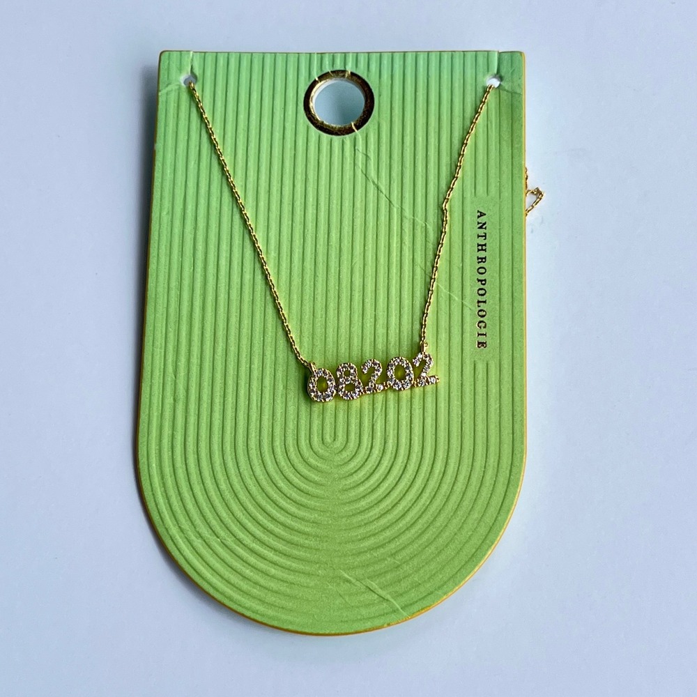 Anthropologie NEW Demi Fine 14K Gold Plated 08202 Pavé Crystal Pendant Necklace